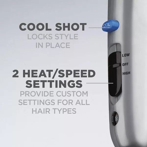 CONAIR 1875 Watt 3-in-1 Styling Hair Dryer - Silver - Image 4