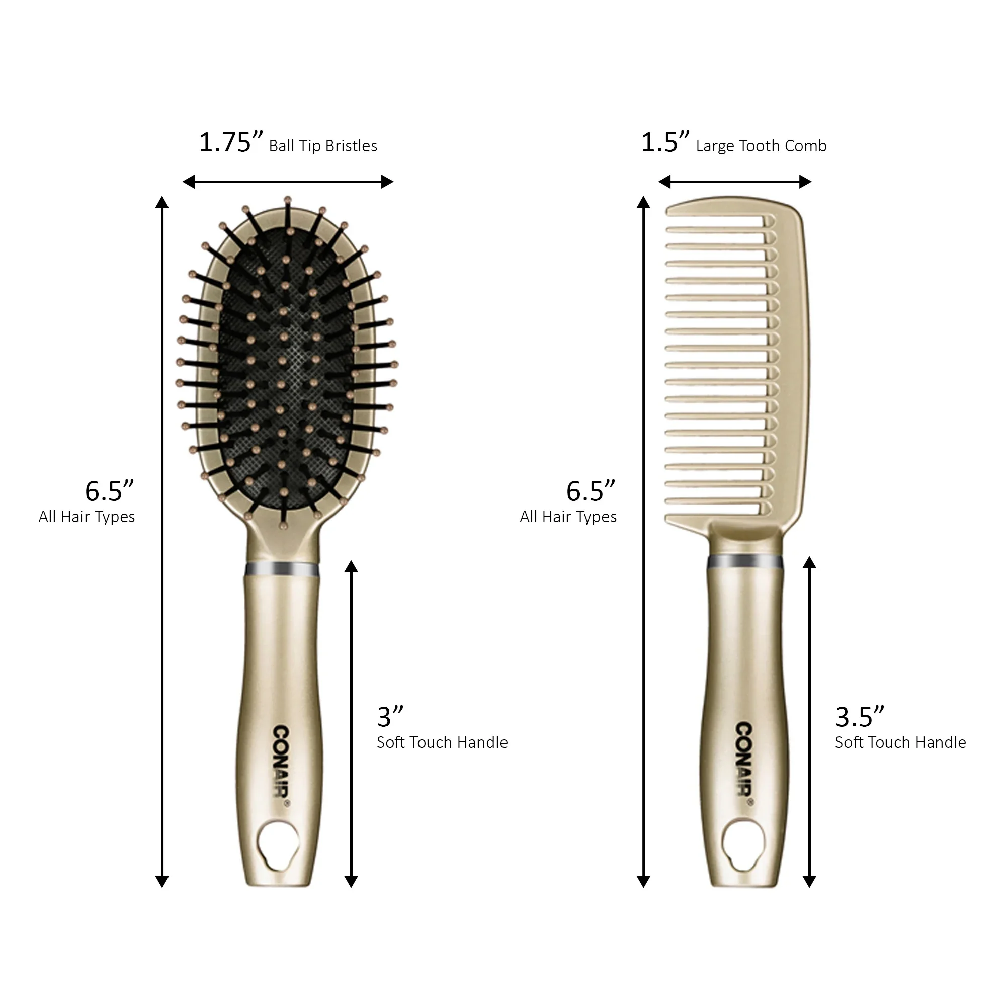 CONAIR  Detangle & Style Cushion Hair Brush and Styling Comb Set - Assorted - Image 7